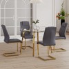 5-Piece Dining Set with Tempered Glass Round Table and 4 PU Armless Chairs - 3 of 4