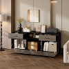 Famapy 2 Door TV Stands Flip Door Design Gray Modern Style Living Room Side Table - 2 of 4