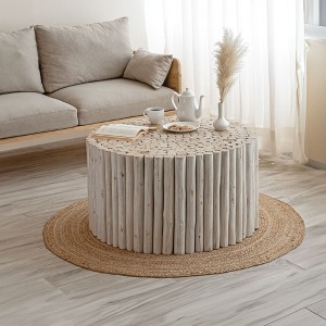 NicBex Natural Cylinder Wooden Coffee Table Decor,Small Center Table for Living Room,Living Room Furniture - 1 of 4