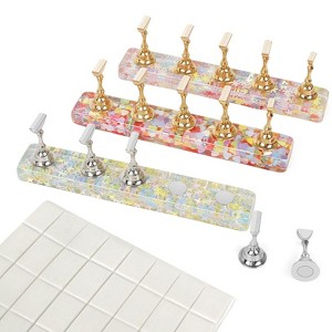 Saviland Press-On Display Trio: 3 Clear Nail Stands w/ 40 Reusable Adhesive Balls - Salon Training Essentials for Nail Art. - 1 of 4