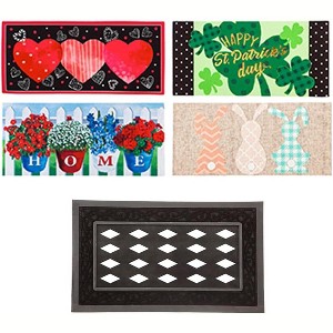 Evergreen Indoor Outdoor Doormat Bundle Set of 5 - Frame and 4 Holiday Seasonal Inserts Valentine's Hearts Easter 4th of July and St. Patricks - 1 of 4