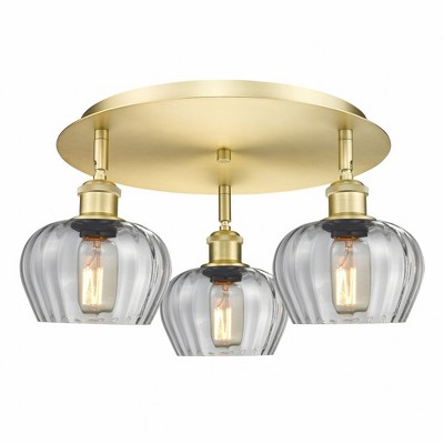 Fenton - 3 Light Flush Mount In Art Deco Style-8 Inches Tall and 18.25 Inches Wide