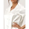 cheibear Women's Button Short Sleeve Shirt and Shorts Satin 2-Piece Sleepwear Pajama Sets - 4 of 4