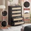 Hallway 5 Drawer Rattan Dresser for Bedroom, 47.27” Tall Dresser w/ Power Outlets, Wood Dresser Chest of Drawers with Metal Handles - 4 of 4