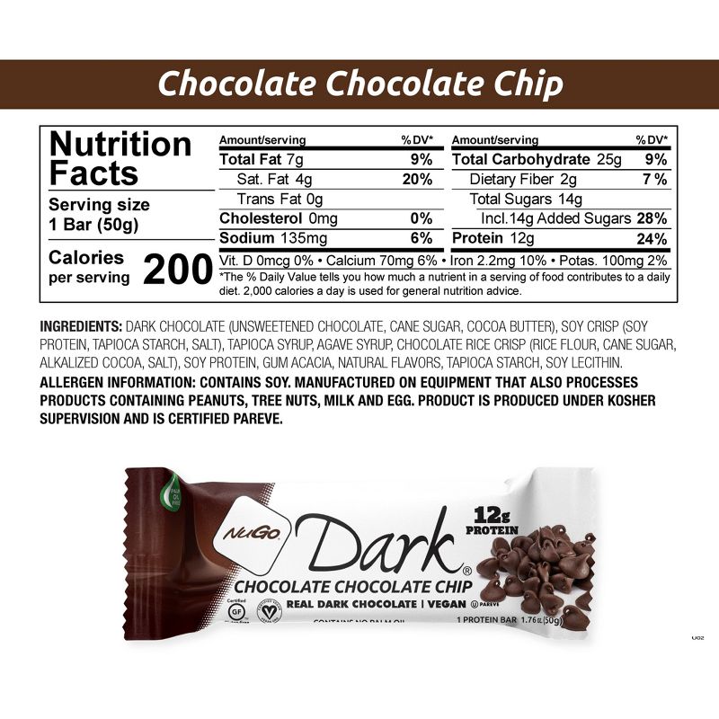 Nugo Dark Chocolate Chip Gluten Free Granola Bars - 1.76oz, 4 of 5