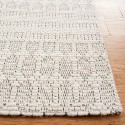 Ivory Beige 36"x5" Handwoven Flatweave Wool Blend Rug