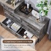 Mastgoal 69" W Big Vanity Desk with Glass Top, Farmhouse Makeup Table with 9 Large Storage Drawers, 3 Color Available Light & 30" HD Led Mirror - 3 of 4
