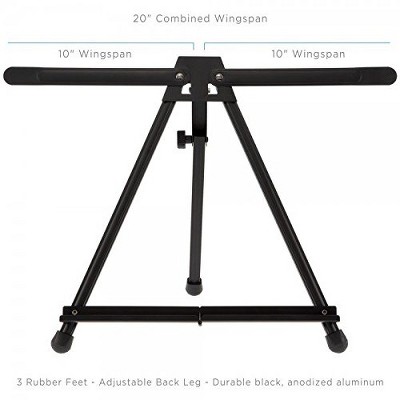 Black Aluminum Portable Tabletop Easel with Carrying Case