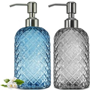 LunaLulinlk 2 Pack Bathroom Soap Dispenser, 13.5 OZ Glass Soap Dispenser with Stainless Pump - 1 of 4