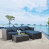 Outsunny 5-Piece Outdoor Sectional Furniture, Patio Sofa Set, PE Wicker Couch, Cushions, Pillows, Ottoman, Coffee Table - 3 of 4