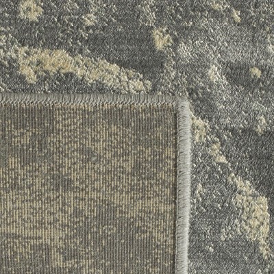 Light Grey and Multi Geometric Wool and Viscose Area Rug
