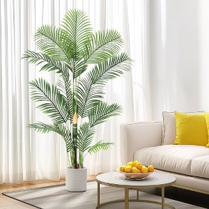 6FT Fake Tropical Palm Plant, Artificial Golden Cane Palm Tree, Pre Potted Faux Greenery Plant for Indoor Outdoor Big House - 1 of 4