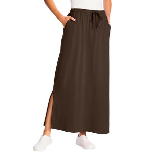 Woman Within Plus Size Petite Sport Knit Side-Slit Skirt - 1 of 4