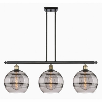 Rochester - 3 Light Stem Hung Island In Industrial Style-12.13 Inches Tall and 36.5 Inches Wide