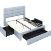 Yaheetech Upholstered Bed Frame with 3 Storage Drawers and Built-In USB Ports - 2 of 4