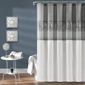 Night Sky Shower Curtain Gray/White - Lush Decor