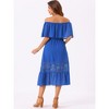 Allegra K Women's Off Shoulder Ruffle Lace Insert High Waist Short Sleeve Flowy Maxi Dress - 4 of 4