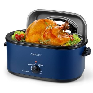 Costway 22 QT Electric Roaster Oven with Visible & Self-Basting Lid, Removable Pan & Rack Navy/Silver/White - 1 of 1