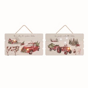 Transpac MDF Light Up Cmas Slat Decor Set of 2 Christmas Home Decorations - 1 of 1