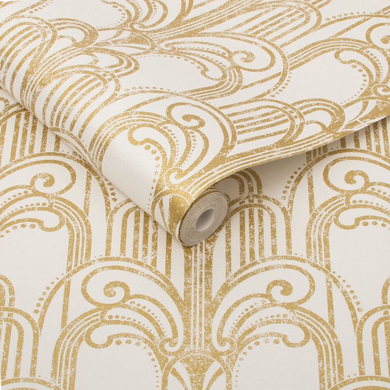 Art Deco Gold and Pearl Geometric Paste the Wall Wallpaper, 3 of 5