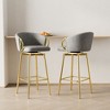 Lirago Set of 2 Gray Velvet Swivel Bar Stools-30" Modern High Back Chairs with Gold Accents for Home & Commercial Use - 2 of 4