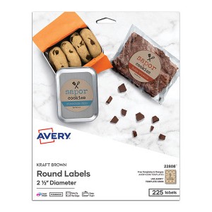 Avery Round Brown Kraft Print-to-the-Edge Labels, 2.5" dia, 225/PK - 1 of 4