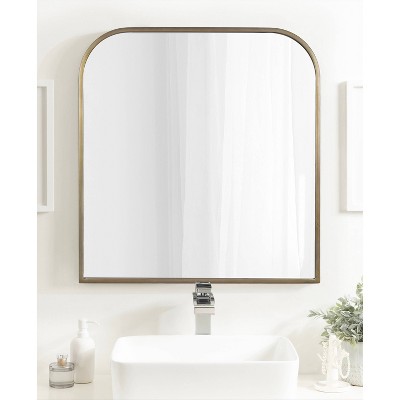 Gold Arched Metal Vanity Wall Mirror, 28 x 30