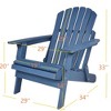 VASIP Oversize Wooden Outdoor Folding Adirondack Chair with Pre-Assembled BackRest & SeatBoard, Wood Patio Chair for Garden Backyard Porch Pool,Blue - 3 of 4