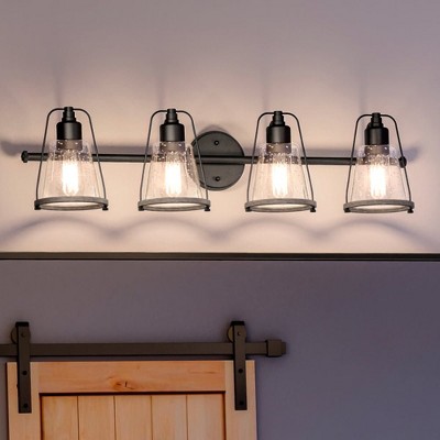 Urban Ambiance Luxury Coastal Bath Light 8.25''H x 33''W,  Midnight Black Finish,  Kempsey Collection, UHP4077