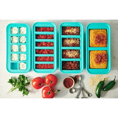 Aqua Silicone Freezer Trays with Lids, Set of 4