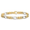 Black Bow Jewelry Men's 14k Yellow & White Gold 6.2mm Figaro Chain Bracelet - 3 of 4
