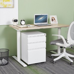 24.41"3 Drawer File Cabinet with Lock, Steel Mobile Filing Cabinet on Anti-tilt Wheels, Rolling Locking Office Cabinets,White - 1 of 4