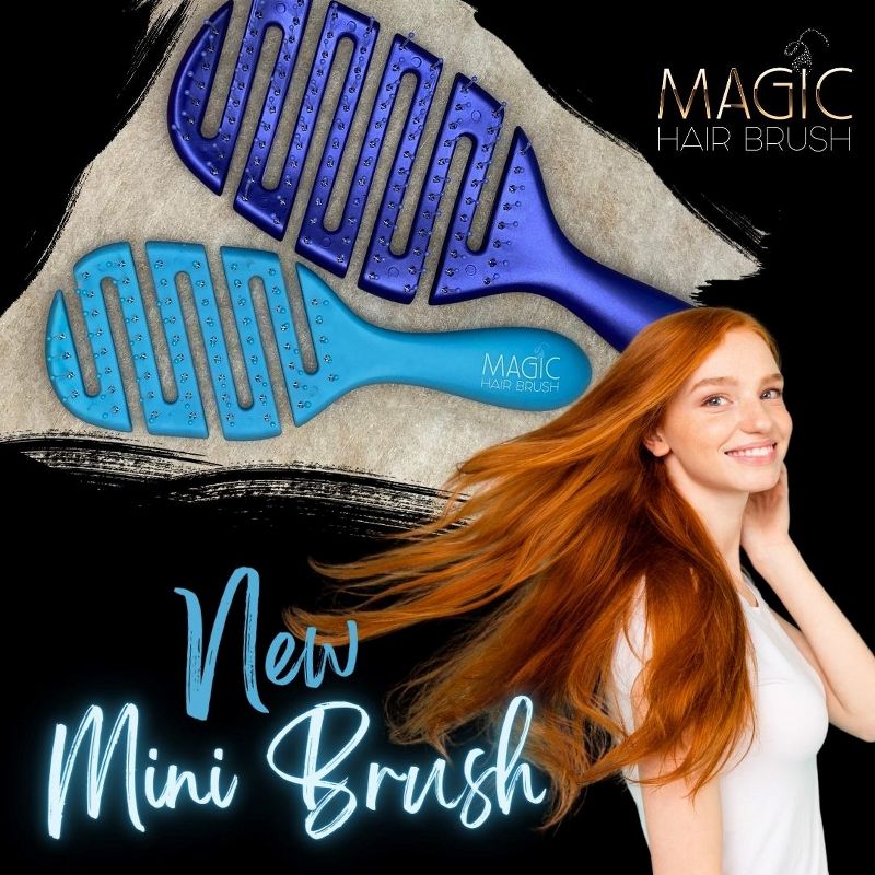 Magic Hair Brush Mini Blue, Professional Flexible Vented Hairbrush For Detangling w/ Case - Blue, 5 of 6