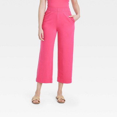 Women's High-rise Cropped Wide Leg Sweatpants - A New Day™ Pink Xl : Target
