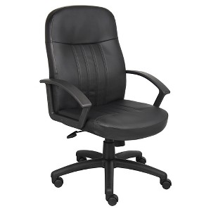 Executive Leather Budget Chair Black - Boss Office Products: Swivel, Lumbar Support, 250lb Capacity - 1 of 4