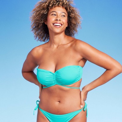 Women's Strappy Bandeau Bikini Top - Shade & Shore™ Teal Blue 38dd : Target