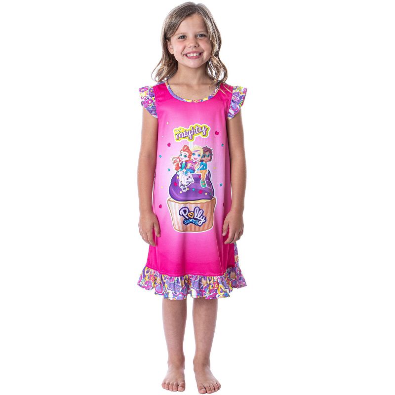 Polly Pocket Toys Girls' Tiny Is Mighty Kids Pajama Nightgown Sleep Shirt Multi, 1 of 5