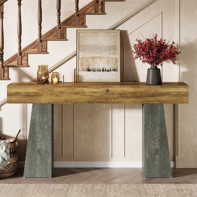Hommoo Farmhouse Long Console Table Rustic Brown