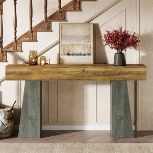 Hommoo Farmhouse Long Console Table Rustic Brown - 1 of 4