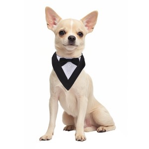 Unique Bargains Dog Wedding Tux with Bowtie and Adjustable Magic Tapes Black 1 Pc - 1 of 4