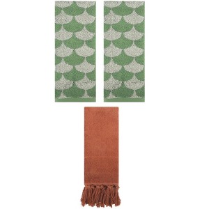 REGALWOVEN 3 Packs Cotton Geometric and Solid Absorbent Soft Hand Towel for Bathroom Kitchen - 1 of 4