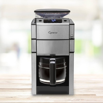 Stainless Steel 12-Cup Programmable Coffee Maker with Grinder & Water Filter