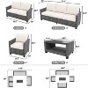 GustoWave 5-Piece Patio Furniture Set with Rattan Chairs, Glass Table and Cushions for Porch, Balcony, Backyard, Garden, Poolside, Gray - 2 of 4
