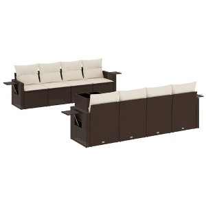vidaXL 9 Piece Patio Sofa Set with Cushions Brown and Cream Poly Rattan - 1 of 4