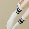Anna-Kaci Women's 5-Pack Crew Socks Set with Ribbed Knit Texture and Classic Double Stripe Design - 3 of 4