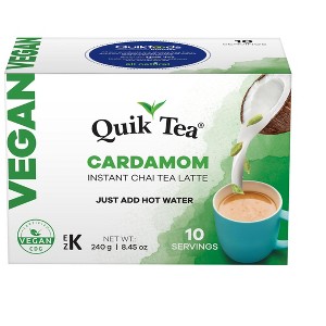 QuikTea Vegan Cardamom Instant Chai Tea Latte - 10 Count Single Box - Easy Ayurvedic Dairy Free Alternative (8.46 Ounce (Pack of 1)) - 1 of 4