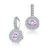 Guili Blush Elegance White Gold Plated Round Dangle Earrings with Pink Cubic Zirconia, Perfect for Adding a Sophisticated and Graceful Statement - 2 of 3
