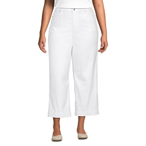 Lands' End Women's Recover Denim High Rise Wide Leg Crop Jeans - 1 of 3