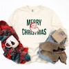 Merry Christmas Arched Glitter Santa - Womens Garment Dyed Long Sleeve - 2 of 3