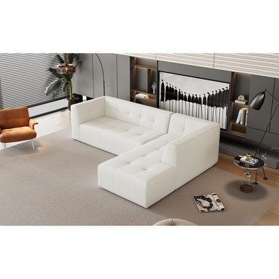 MYINDA 112.2 L-Shaped Modular Modular Combination Living Room Sofa Set, Living Room Upholstered Sofa Bed, Free Combination